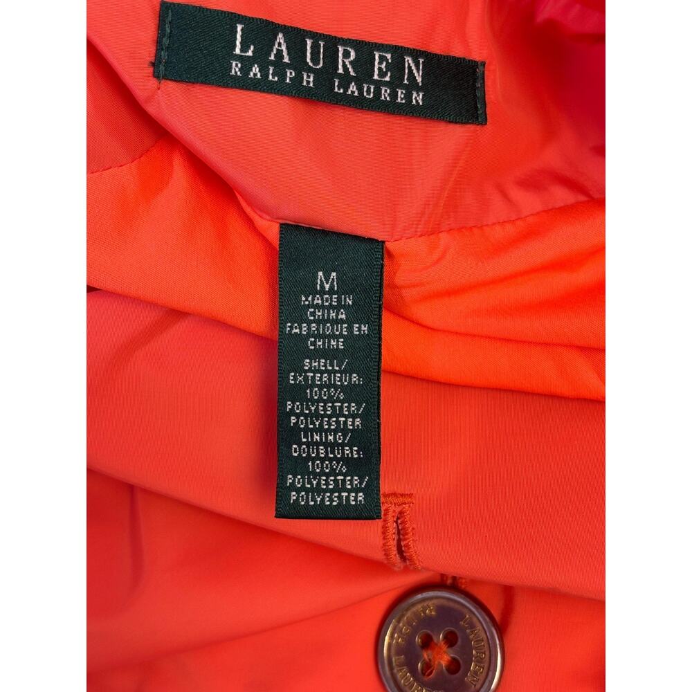Lauren Ralph Lauren Trench Button Rain Coat Womens Size M Orange Lined - Picture 3 of 9